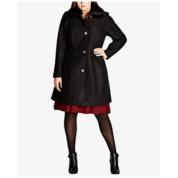 City Chic Winter Rose Faux Faur-Collar Coat - Picture 1 of 13